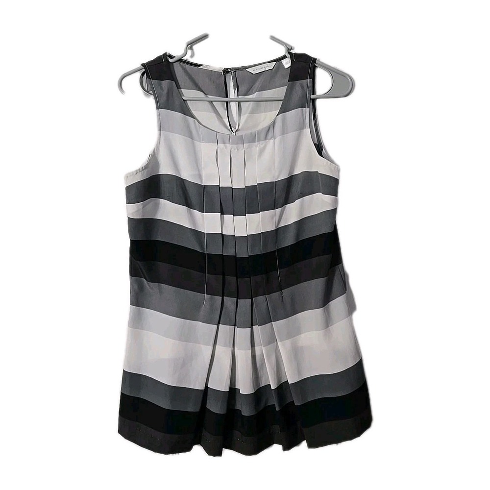New York & Co Blouse Women's Size XS Black Gray Sleeveless Gathered at Bust